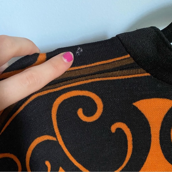 1970s Handmade Vintage Groovy Patterned Bell Sleeve Kaftan Dress - Picture 13 of 16